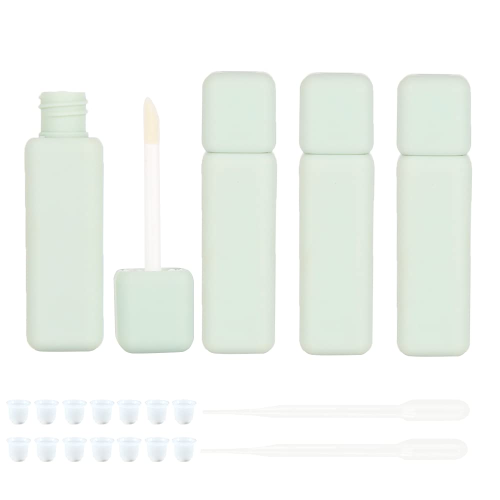 COSIDEA 22pcs reusable 7-color frosted bottle body square empty 6m lip gloss tube, Green,