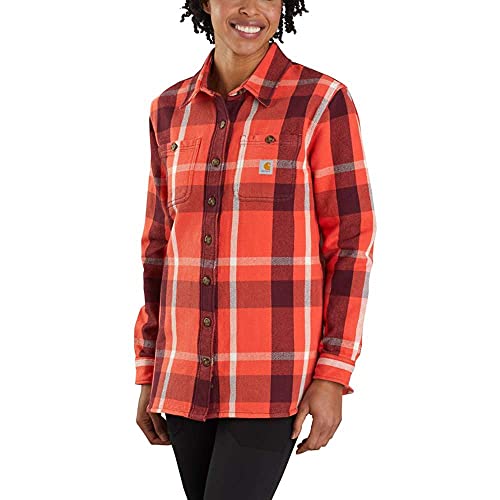 Carhartt Womens Rugged Flex Loose Fit Heavyweight Twill Flannel
