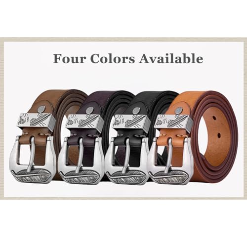 Casual Classic Leather Belts for Men Women, Genuine Leather Belt Engraved Buckle Work Belts for Jeans2