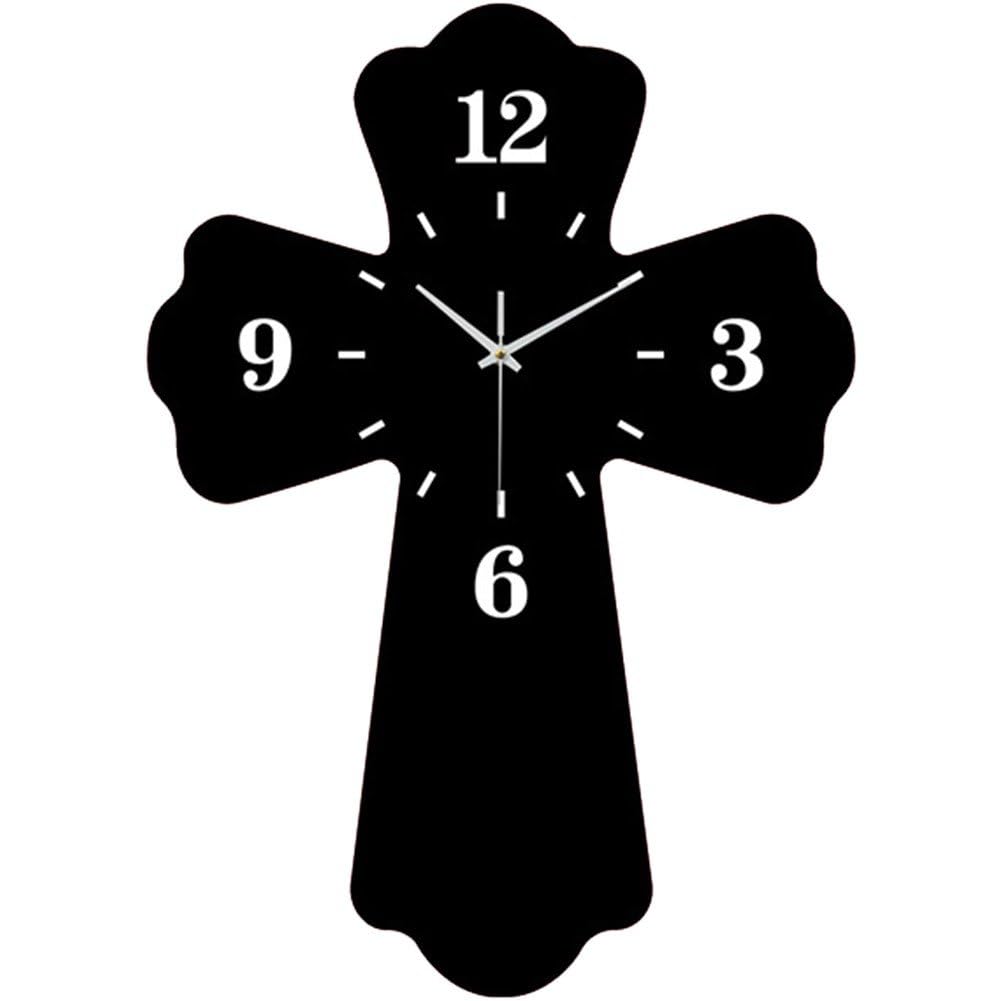 Horloge murale croix numérique et silencieuse pour cuisine et classe