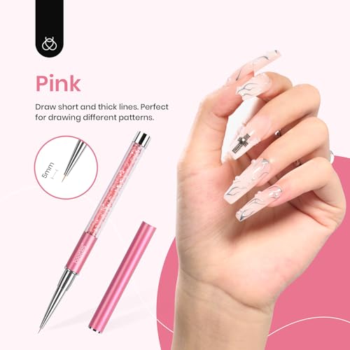 Beetles Gel Polish NB002 Nail Art Liner Brushes 5Pcs Painting Art Design Pen Set Diamond Application Rhinestone Handle Dotting Drawing Sizes 5 7 9 11 20Mm Nail Art Design Gift thumb #1