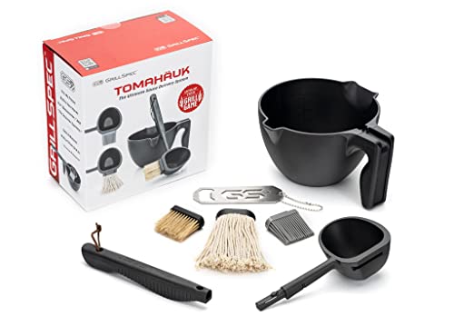 Tomahauk Ultimate Sauce Delivery System - Ladle Spoon Silicon Brush Boar Bristle Brush Mop Brush Basting Brush Pastry Brush With Sauce Bowl Grilling Gifts For Dad Men #TOP4