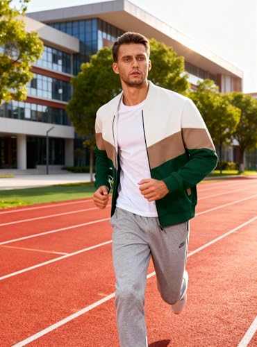 Image of HYPESTFIT Mens Lightweight Jacket Casual Bomber Jacket Color Block Varsity Coat