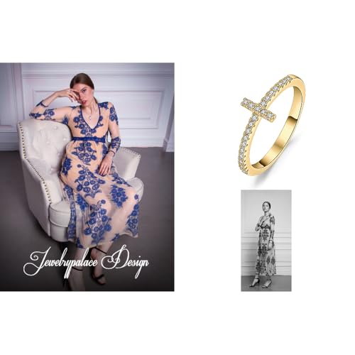 Image of JewelryPalace 14k White Yellow Rose Gold Plated 925 Sterling Silver Rings for Women, Cubic Zirconia Promise Rings for Her, Stackable Wedding Bands Rings for Women Infinity Forever Love Knot Ring