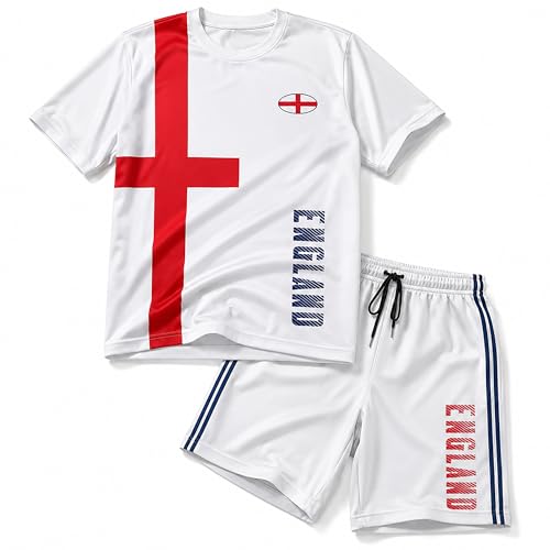 Mens National Flag Soccer T Shirt and Shorts Set Nation Pride Athletic Sportswear Match Day Fan Game Day Outfit Lightweight Summer