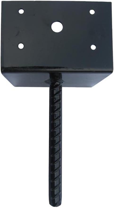 6"x5" 4PCS U Shape Fence Post Holder Black Powder Coated,Ground Spike Post Anchor Metal Concrete Post Anchor Deck Post Base