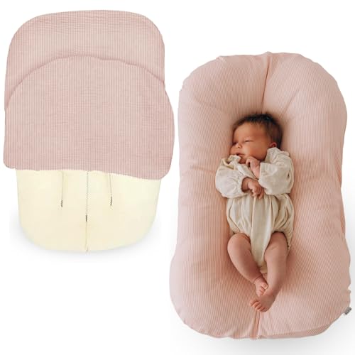 Image of Max&So Baby Lounger Cover Compatible with Snuggle Me – 100% Cotton Slipcover – Soft, Breathable & Skin-Friendly – Newborn Lounger Cover, Pink – Cover Only