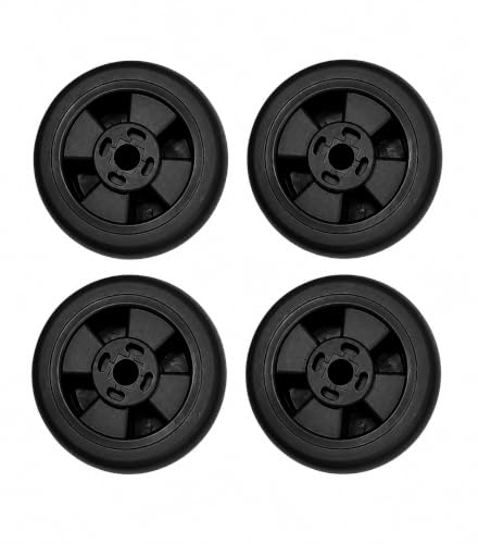 Image of Luggage Replacement Wheels Set of 4 with Axles Screws | Heavy Duty Trolley Suitcase Spare Wheels Smooth Silent Rolling Repair Black