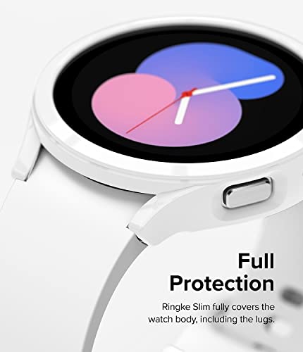Image of Ringke Slim Case [2 Pack] Compatible with Samsung Galaxy Watch 5 40mm, Watch5 Bezel [Frame Only] Premium PC Hard Thin Cover - Clear & White