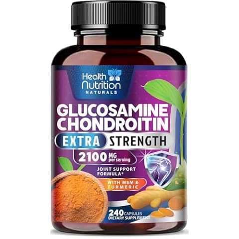 Glucosamine Chondroitin Supplements MSM Complex - Joint Support with Turmeric, Boswellia, Quercetin for Joints, Back, Hands, Bones, Knees & Mobility, Triple Strength Glucosamine Sulfate - 240 Capsules Cover