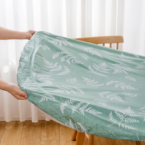 Pioggia Round Vinyl Fitted Tablecloth with Flannel Backing Elastic Table Cloth Waterproof Oil-Proof Plastic Table Cover Best for 45"-56" Round by Pioggia - Image 3