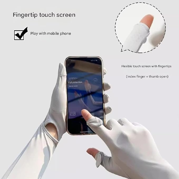 Image of SEMITO UV Protection Sleeves for Women & Girls, Sunblock Driving Gloves Non Slip for UV Protection Cooling Arm Sleeves for Biking, Cricket, Cycling, Golf & Outdoor Sports