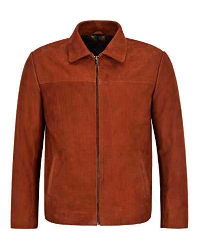 Veste en cuir véritable pour homme veste nubuck marron 1152 manteau mi-saison chic
