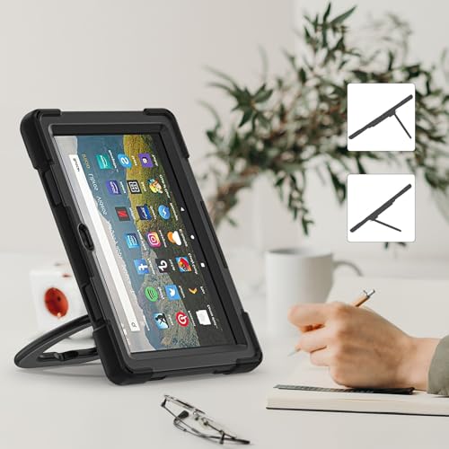 Étui pour Kindle Fire HD 8 / Plus 2024 antichoc noir avec support - 4