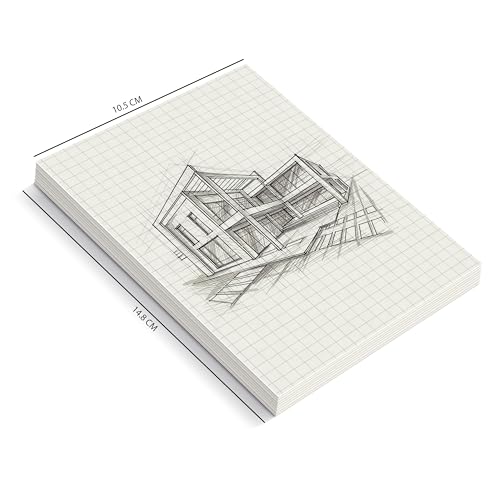 Image of PaperO A6 Square Loose Leaf Grid Paper /Sheets, 5mm Graph Pages, 100 GSM Thick Paper, 100 Pages, Kraft Cover, 4.1 x 5.8 Inch, Ideal for Architects, Designers, Drawing & Sketching | (A6 Pack of 2)