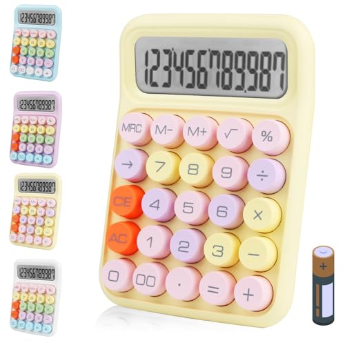 Bimormat Colorful Electronic Calculator, 12 Digit Large LCD Display and Big Round Buttons Candy-Colored Desktop Calculator for Office, School, Home, Business...