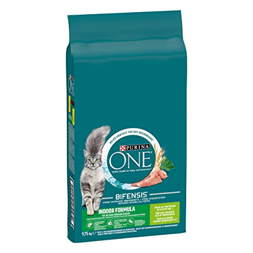 PURINA ONE Bifensis Indoor Formula Crocchette per Gatti Adulti con Tacchino e Cereali Integrali Sacco da 9.75kg