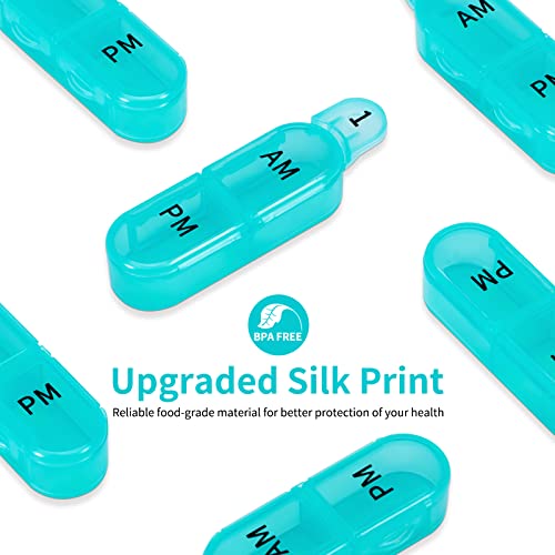 Image of Daviky Monthly Pill Organizer 2 Times a Day, 30 Day Pill Box AM PM with Separate Container, One Month Medicine Case Twice a Day to Hold Vitamins, Supplements and Medication (Cyan)
