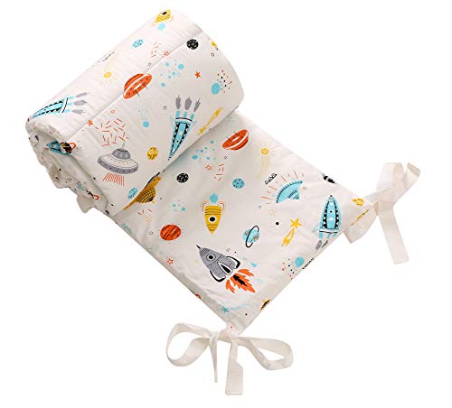 TEALP Protector de Cuna, Protector Cuna Chichonera para Proteger Bebe, algodón protector para bordes, Parachoques 180cm x 30cm, Galaxia