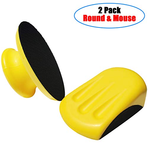Tockrop 2 Pack 5 Inch Hand Sanding Blocks Round and Mouse-Shaped for 5