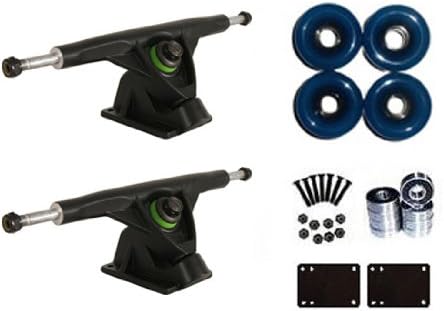 Longboard Reverse Kingpin 9.5" Black Trucks Skateboard Deck Package Wheels, Abec 7