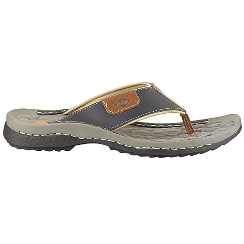 Lee Cooper Men's Black Leather Flip Flops Thong Sandals 11 UK