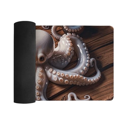 Desk Pad Protector 24x12 Inch Extended Octopus Carving miniatura 3