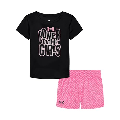 Image of Under Armour Girl's 2-piece Short Sleeve Tee and Shorts Set, Lightweight and Comfortable