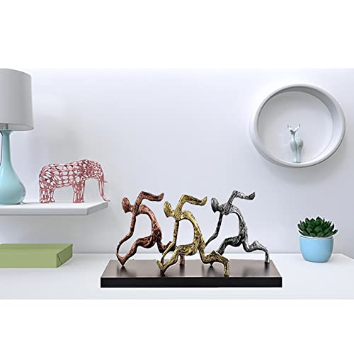 Yinkadcor Running Men Modern Sculptur Metal Art Decor For For Office, Gym, Home, Ideal Gift For Fitness Enthusiast, Runners, Athlete, Sprinter, Jogger, Footballer, Sportman Unframed Size- 14 X 46 Cm #TOP4