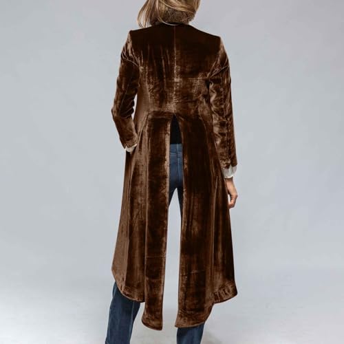HGps8w Womens Vintage Velvet Open Front Cardigan Split Back Long Blazer Suit Jackets Sports Coat Flowy Outerwear4
