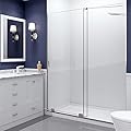 ANZZI 76 x 60 inch Semi-Frameless Shower Door in Brushed Nickel, Longboat Water Repellent Glass Shower Door with Seal Strip Parts and Handle, Easy Glide Rollers Sliding Shower Door, SD-AZ055-01BN