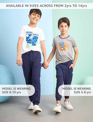Image of Amazon Brand - Symbol Boys Cotton Rich Stretchable Knit Terry Track Pants Joggers | Age 2-14 Years