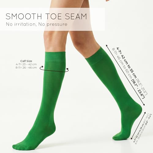 Image of Mysocks Knee High Socks for Women Men Combed Cotton Seamless Toe Tall Long High Socks