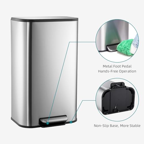 Caneca de basura rectangular acero inoxidable 20L con tapa miniatura 5