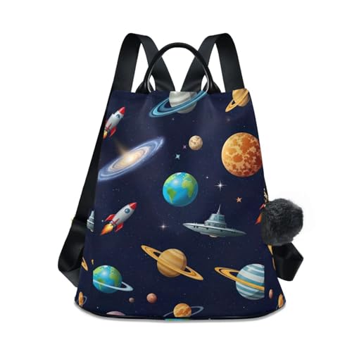 Mochila de mujer elegante Planets Deep Blue con cremallera trasera de seguridad