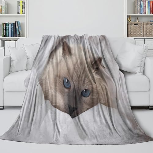 Couverture antistatique et lavable plaid microfibre doux imprimé chat - 6