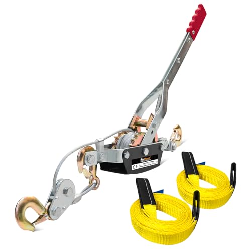 FITHOIST 5-Ton Come Along Winch with Steel Cable & Hooks