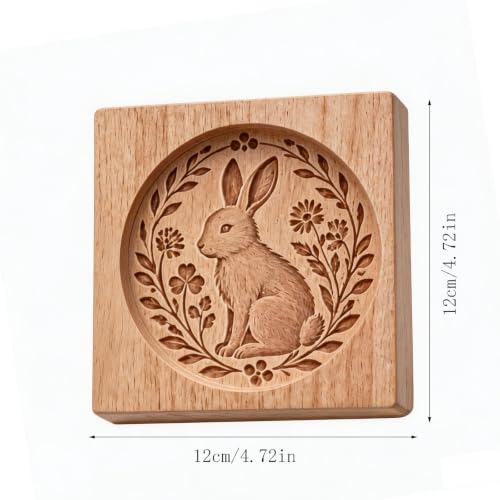 4.72in Carved Wooden Christmas Cookie Stamps, Mini Pie Molds, Elk Print - image 2