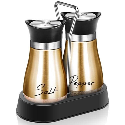 Copper Salt and Pepper Shakers Set with Holder,4 oz Modern