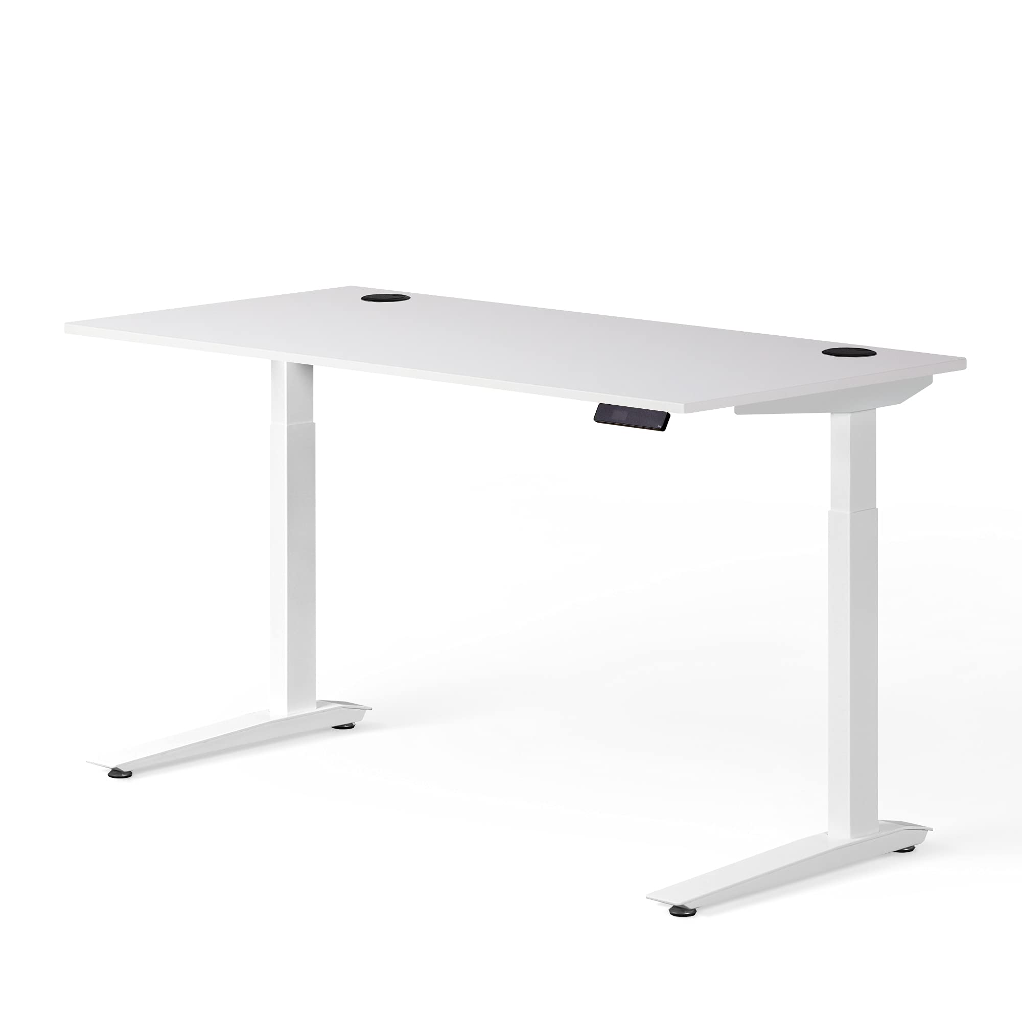 Fully Jarvis Standing Desk 60" x 27" White Laminate Top - Electric Adjustable Desk Height from 30" to 49" with Memory Preset Controller (Rectangle, White Frame)