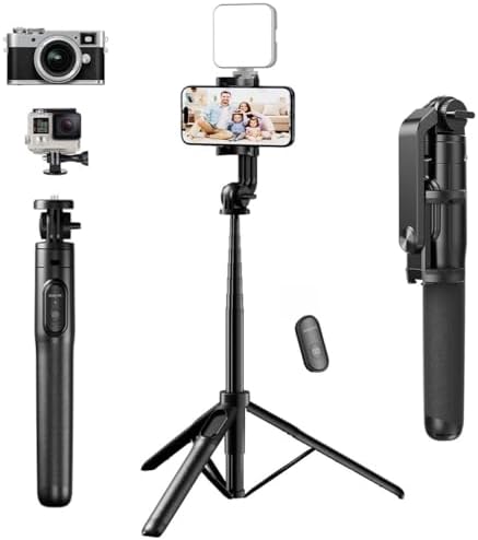 Mobilife 64" Multi-Function Selfie Stick Tripod Bluetooth Tripod Stand for Phone 1/4" Screw for DJI Pocket 4/3 GoPro Action Camera Aluminum Portable Mobile Tripod