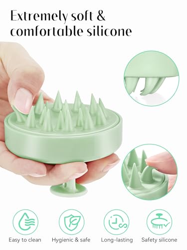 Image of HEETA Scalp Massager Hair Growth, Soft Silicone Scalp Scrubber Shampoo Brush for Exfoliation, Dandruff Removal Head Massage Stress Relax, Wet & Dry Use for Thick Thin Curly Hair Care, Lime Green
