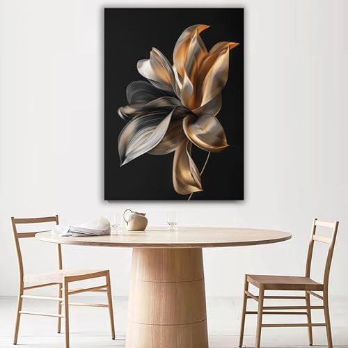 Tableau decoration murale salon moderne fleur abstraite encadrée 70x100
