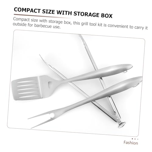 Set de 3 utensilios para parrilla de acero inoxidable miniatura 7