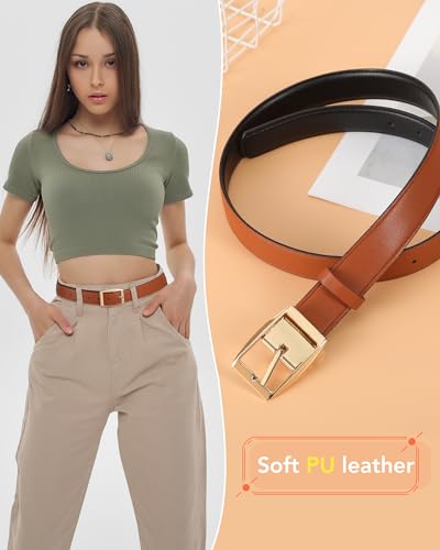 Kajeer Reversible Womens Belts for Jeans, Black Ladies Belt with Rotating Pin Buckle4