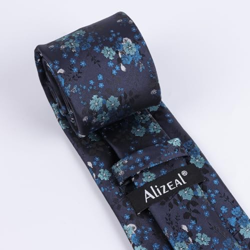 Image of Alizeal Mens 3.15inches Delicate Floral Tie with Small Flower Printed Handkerchief Set