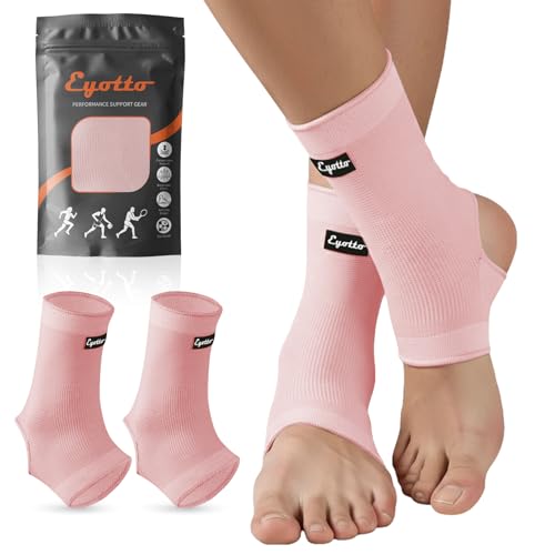 Image of eYotto Ankle Compression Sleeve, Ankle Brace Socks for Men & Women (1 Pair) | Non-slip, Lightweight,Breathable, Plantar Fasciitis, Sprain Relief, Breathable Foot , Ankle Compression Support for Swelling