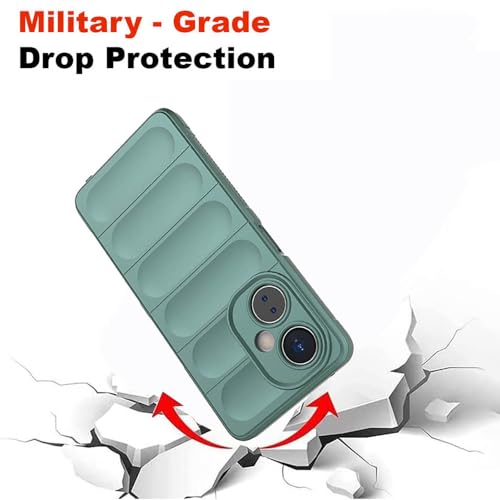 Image of amazon basics Mobile Cover for Vivo Y27 4G | Full Camera Protection | Liquid Silicon Case | Flexible Bumper Case for Vivo Y27 4G (Green)