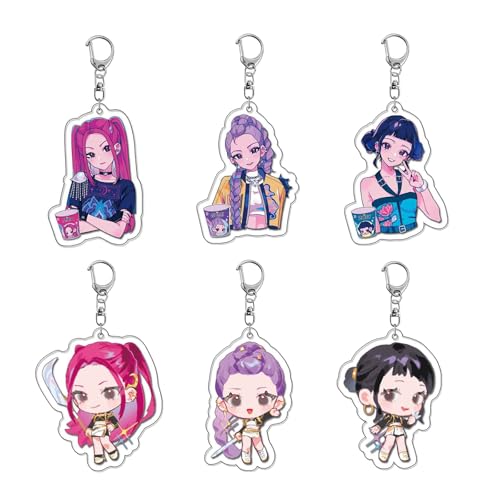 Kroilucaly Kpop Dem_on Hu_nters Anime Colgante Llavero, Rumi, Mira, Zoey, Huntrix Merch Llavero, Linda Mochila Pandent Keychain, Acrylic, para fans de Kpop, regalo, Dulce, Talla única