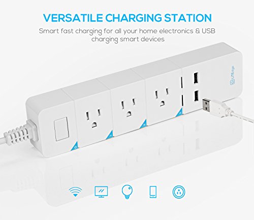 TORCHSTAR 33973 Extensión Smart Power Strip 3 tomas AC 2 puertos USB con control Wi-Fi y protección contra sobrecarga miniatura 2